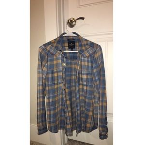 AE plaid boyfriend button up shirt